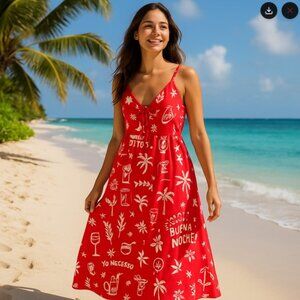 Anthropologie Paper Heart Mexico Linen Maxi Dress M
